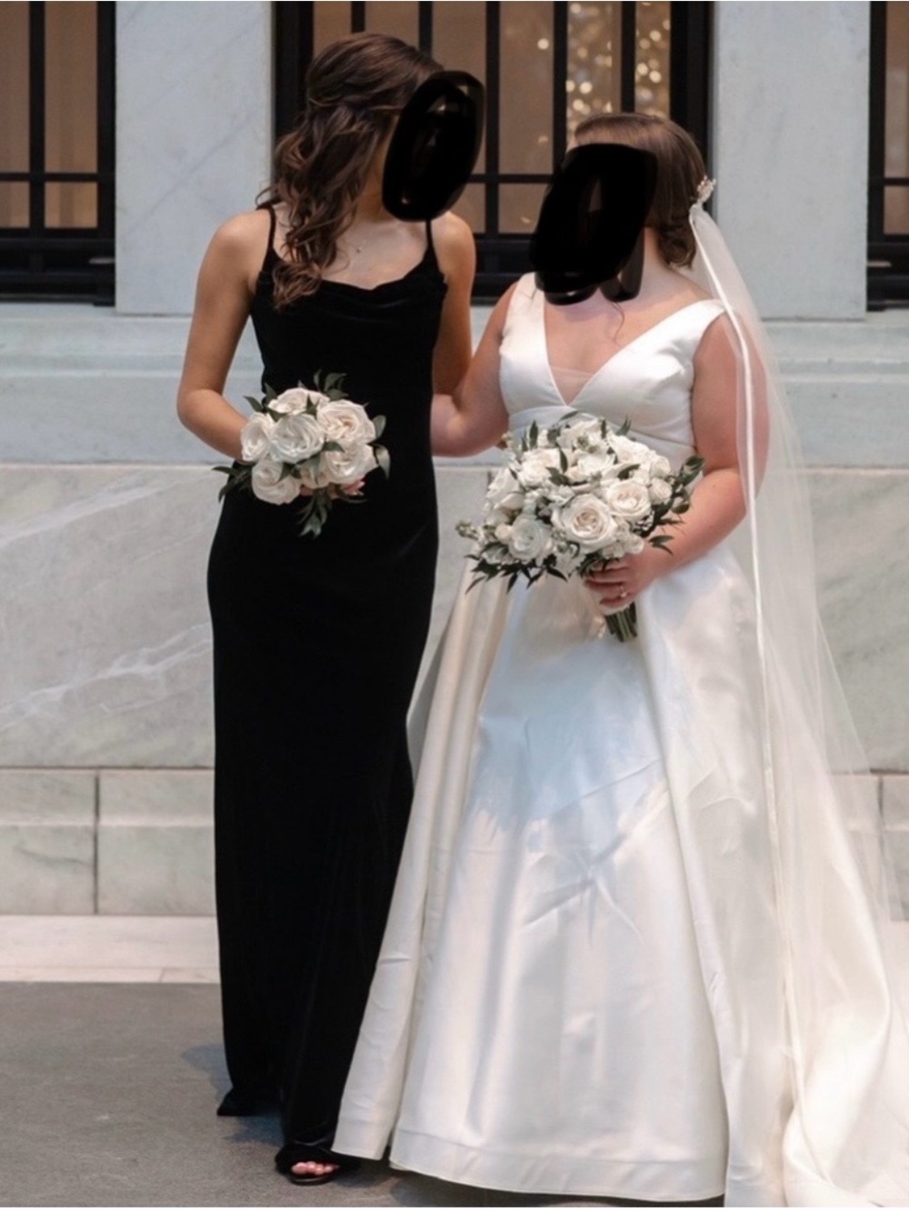Revelry Black Velvet Bridesmaid Dress with Cowl Neck